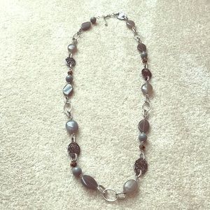 Lia Sophia Long Silver & Gray Necklace